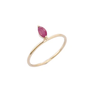 Natural Ruby Gemstone Stacking Dainty Minimalist 925 Silver Gold Plated Ring - Picture 1 of 6