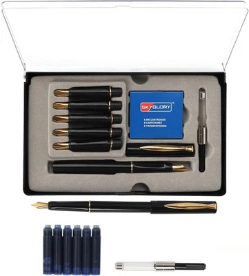 Kurtzy Füller Set Kalligraphie Set mit 6 Federn, Tintenpatronen und Tinten - Bild 1 von 4