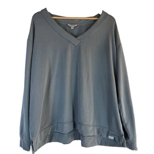 Orvis Women's XXL Modal Blend V-Neck Pullover Top Sage Green Slouchy Relaxed - Picture 1 of 13