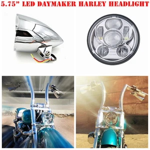 5 3/4" Chrome LED daymaker bullet headlight Harley Sportster Chopper Bobber - Picture 1 of 7