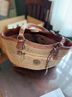 BOC Brown Woven Knitted & Faux Leather Shoulder Bag
