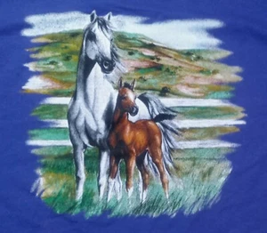vintage HORSE MARE & FOAL T-Shirt nature animal cowboy country western ranch - Picture 1 of 5