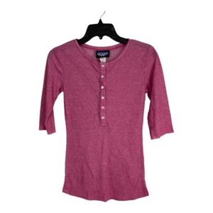 Junk Food Youth Kids Shirt Size Medium Pink Ribbed Henley 3/4 Sleeve - Picture 1 of 6