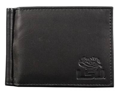 Louisiana State LSU Tigers RFID Blocking Shield Black Leather Moneyclip Wallet - Image 1 of 4