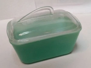 Rare Glasbake #805 loaf pan, vtg 1940s 50s casserole teal green + Lid 1.5 qt EUC - Picture 1 of 5