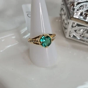 Mode-Cocktailring Damen gold türkis grün oval Kristall Strass plattiert NEU - Bild 1 von 5