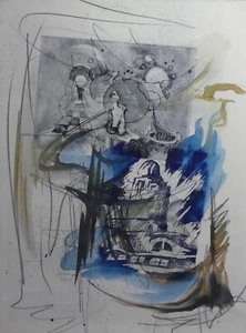 Astronomie und Kunst, Horst Uhlemann, Mischtechnik 70 x53  , 2001 - Bild 1 von 3