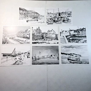 Lote de 8 Litografías Andrew Gilmour Bellas Artes Costa de Yorkshire con Sobre Automático - Imagen 1 de 4