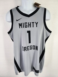 Nike Oregon Ducks Mens Medium Gray Black Basketball Jersey Dri-Fit #1 New Tags - Picture 1 of 9