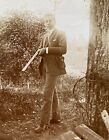 1900s Handsome Man Hunter Rifle Elegant Guy Suit Gay Interest Vintage Photo