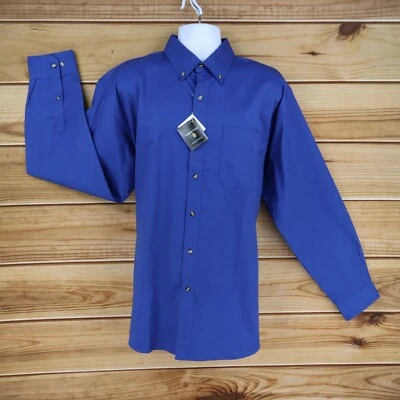 Jonathan Corey Dress Shirt Mens Sz XL Dark Blue Polyester Button Down Collar NEW - Image 1 of 4