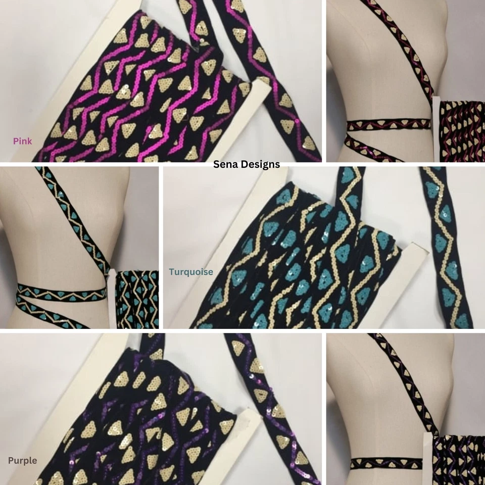 3m Zig-Zag Trim Sequin Design Non-Stretch Trimming TSEQ86 - Image 1 of 1