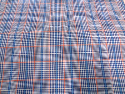 Vtg - NOS - Lightweight Red & Blue Plaid Cotton Blend Fabric - 44" x 90" - Image 1 of 3