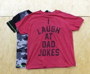 Boys Size Small (6) T-Shirts Black Camo & Red Dad Print Set 2 Pcs - Picture 1 of 2