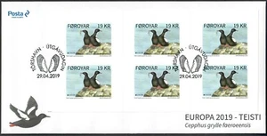 Islas Feroe. 2019. 114 Kr. Europa CEPT. Pájaros. Panel Bklt FDC (A67BP) - Imagen 1 de 1