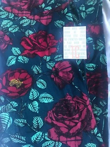 LuLaRoe TC unicorn leggings Large red roses Solid Green Vintage Unicorn 🦄 GUC - Picture 1 of 7