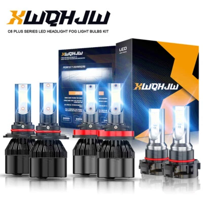 For 2007-2013 GMC Sierra 1500 2500 3500HD 6000K LED Headlights + Fog Bulbs Kit A - Image 1 of 4