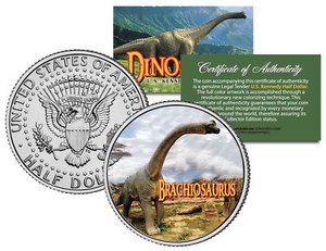BRACHIOSAURUS * Collectible Dinosaur * JFK Kennedy Half Dollar US Colorized Coin