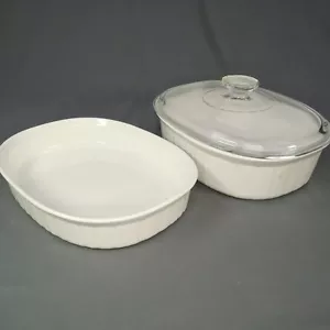 Corningware french white oval Casserole dish 2.5 qt w/lid 11"x 3", 1.5q 2" - Picture 1 of 7