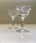 Vintage Fern & Berry Etched Glass Champagne Glasses- Set Of 2