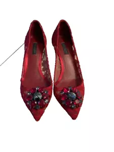Zapatos de salón Dolce & Gabbana de encaje rojo Bellucci talla 38 1/2 (EE. UU. 8) - Imagen 1 de 5