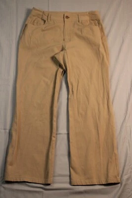 Jeans feminino Sigrid Olsen 8 bege cintura média perna reta denim macio lavagem média - Imagem 1 de 4