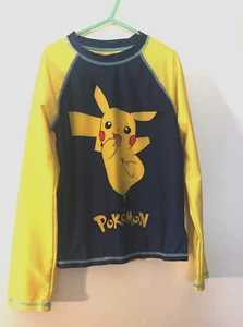 Pokemon boys long sleeve polyester yellow / blue shirt - size 8 - Picture 1 of 5