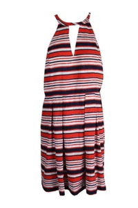 Kensie Navy Red Navy Striped Fit & Flare Dress XS - Picture 1 of 3