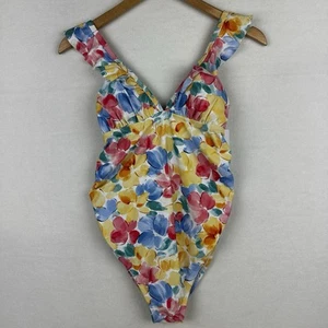Ingrid & Isabel Maternity XXL Full Coverage Ruffle Trim Bright Floral Swimsuit - Picture 1 of 9