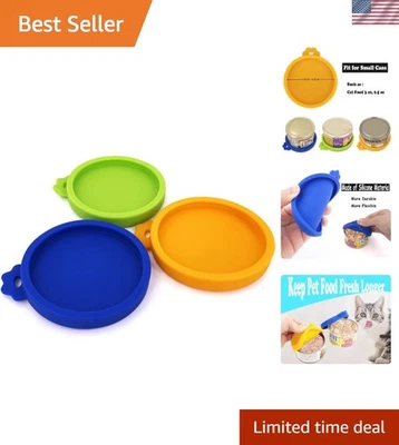 Paquete de 3 fundas de silicona duraderas para latas de alimentos para mascotas - aptas para lavavajillas y microondas Foto 1 de 4