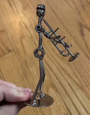 Estatua de hombre musical arte jazz decoración del hogar músico trompeta estatuilla músico música Foto 1 de 4