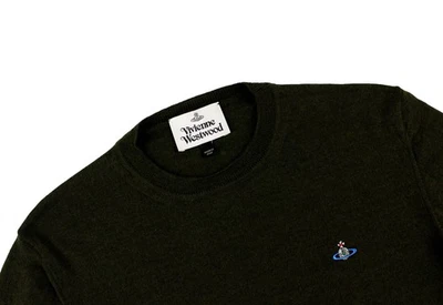 Men's Vivienne Westwood Wool Jumper Sweater Orb Italy Dark Green Khaki Size M - Image 1 of 4