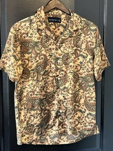 Abercrombie And Fitch Camp Collar Silky Shirt Size Small Floral Paisley - Picture 1 of 13