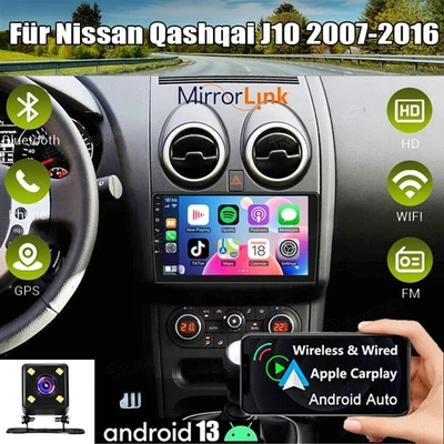 Für Nissan Qashqai J10 2007-2016 Android 13 Apple Carplay GPS Autoradio Navi - Bild 1 von 4