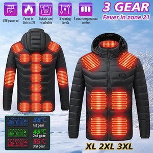 21 Bereiche Elektrisch USB Beheizte Jacke mit Akku Herren Damen Heizung Thermomantel - Bild 1 von 21