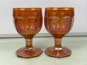 Vintage Imperial Colonial Pattern Carnival Glass Goblets Marigold Lot Of 2 - Picture 1 of 7