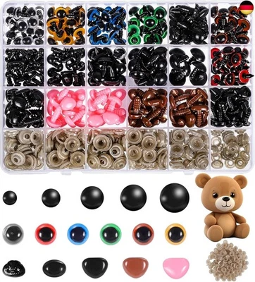 PAEFIU 600 Stück Sicherheitsaugen für Häkeltiere, 6-14 mm Bunte Amigurumi Augen mit Un