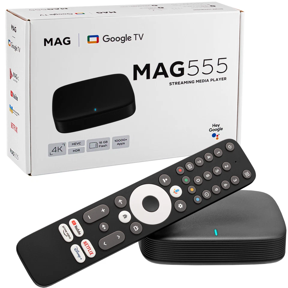 Set Top Box MAG 555 IPTV 2GB RAM Android 4K UHD HEVC h.265 Bluetooth 5.0 WLAN - Bild 1 von 4