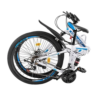 26" Folding Mountain Bike 21 Speed Men Bikes MTB Bicycle School Dual Disc Brake - Image 1 of 4
