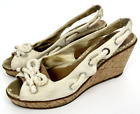 Sperry Top Sider Boat Bow Cream Open Toe Heal Wedges Shoes Womens Size 8