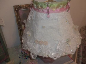 Lace Millinery Ribbon Flowers Lampshade Handmade Shabby Cottage Chic - Picture 1 of 9