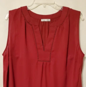 Dex Women Sz X Red Sangria Sleeveless Cutwork Sporty Casual Shirt Tank - Picture 1 of 24