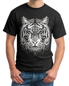 Men's Tribal Tiger Tee: Explore Vibrant Color Options! Premium flock Garments - Picture 1 of 26