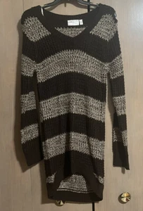 Allison Brittney Womans Brown and Beige Stripped Sweater Size M - Picture 1 of 4