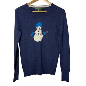 C Wonder Womens Lambswool Cotton Cashmere Snowman Sweater Size L - Picture 1 of 6