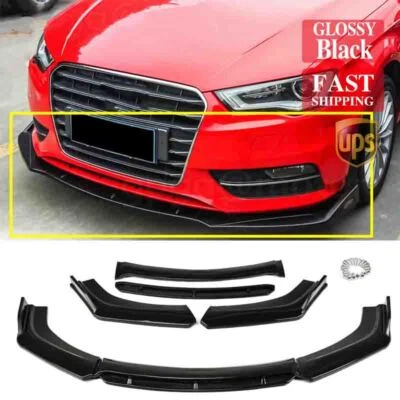 For Audi A3 Quattro 2015-2016 Glossy Black Front Bumper Lip Body Kit Spoiler - Image 1 of 4