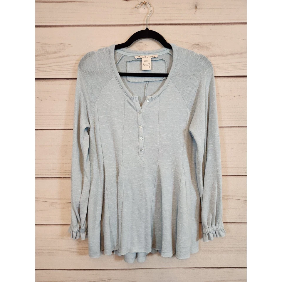 Suéter Pullover American Rag Cie Para Mujer Azul Elastizado Manga Larga Talla Pequeña Foto 1 de 4