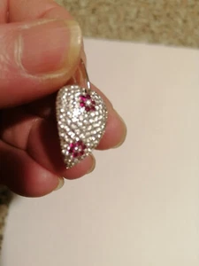 CIONDOLO IN ORO BIANCO E PIETRE LUMINOSISSIME PESO 3GR - Foto 1 di 6