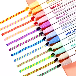 12pcs Double-ended Magic Color Changing Highlighter Pen Set - Picture 1 of 6