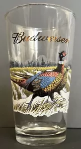 Vintage 1999 Budweiser Pint Beer Gold Rim Glass Wildlife Series Pheasant NOS - Picture 1 of 16